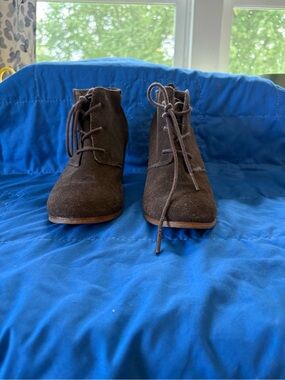 Toms Dark Brown Suede Lace-Up Ankle Booties